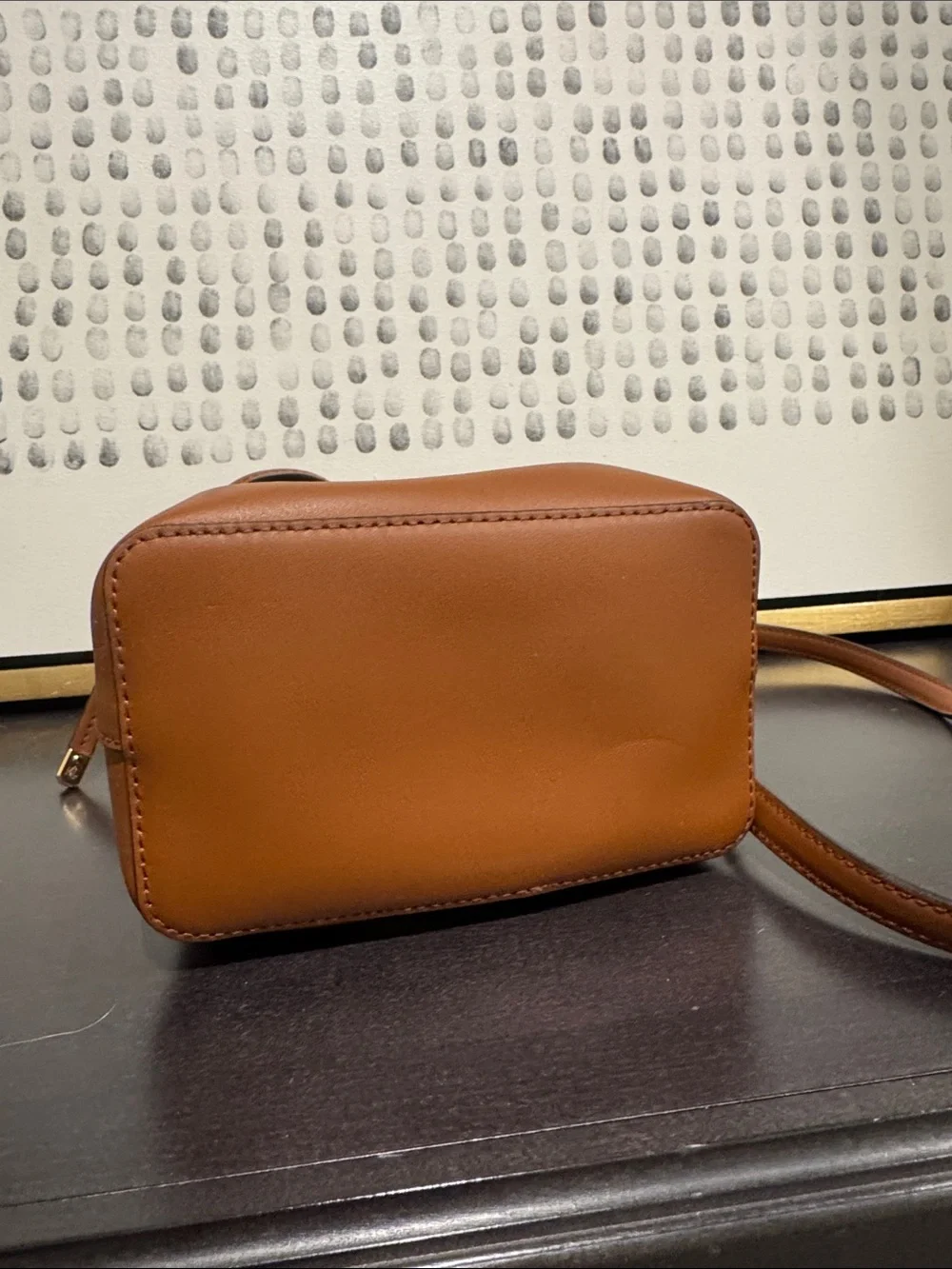 Ralph Lauren Brown Leather Drawstring Crossbody Bucket Bag